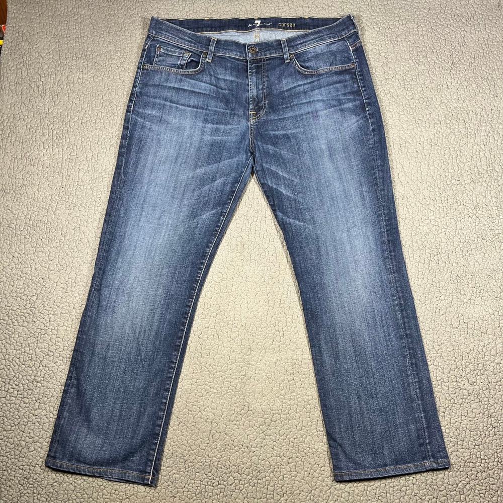 7 For All Mankind Jeans Mens 38 Carsen Straight Leg Inseam 28" Blue Denim